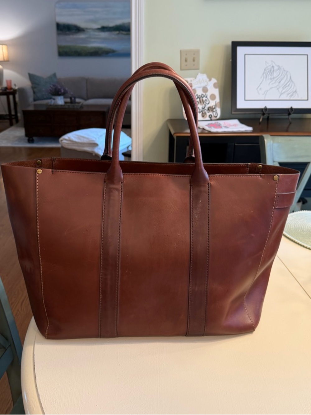 Coach Leather Tote Bag – Saddle Brown / Vintage Style - Picture 2 of 4